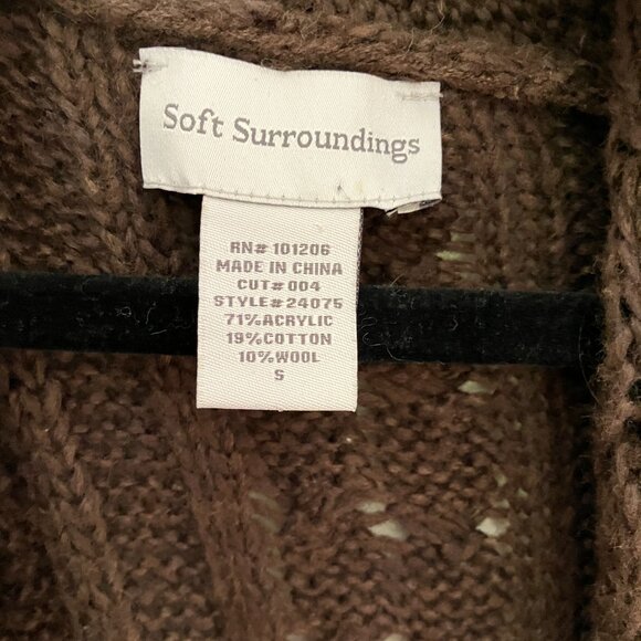 Soft Surroundings Wool Blend Long Sleeve Brown Cardigan Size Small - Picture 6 of 9